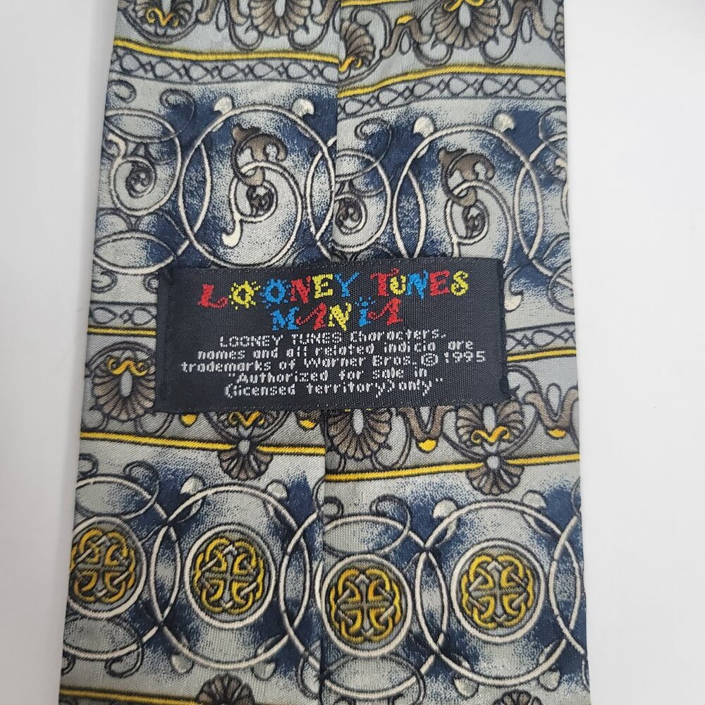 Looney Tunes Mania Hidden Bugs Bunny Neck Tie Cartoons 1995 Vintage Silver - Picture 5 of 8